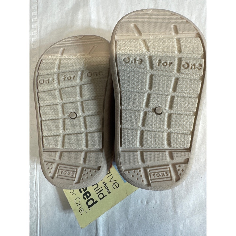TOMS Toddler Shoes Orange Multi Stripe Hook Loop Size T3 - Picture 4 of 7